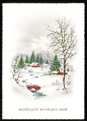 Postcard Haco 0372 winter village bridge.jpg