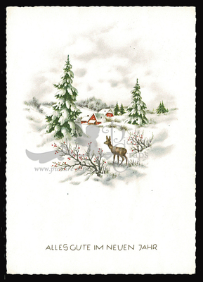 Postcard Haco 0442 a rural winter deer.jpg