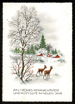 Postcard Haco 0442 b rural winter deers.jpg
