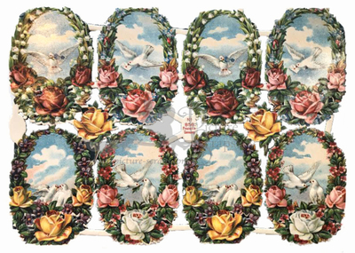 Germany 856 ovals with doves in sky and roses.jpg